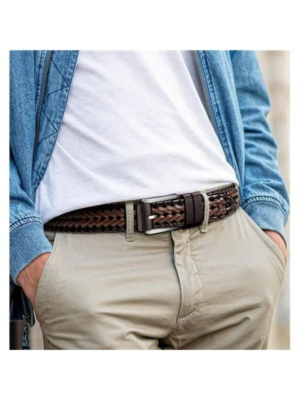 BULLIANT Mens Leather Braided Belt Casual Fit for Jeans Golf Gift Boxed